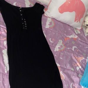 Black long cut dress